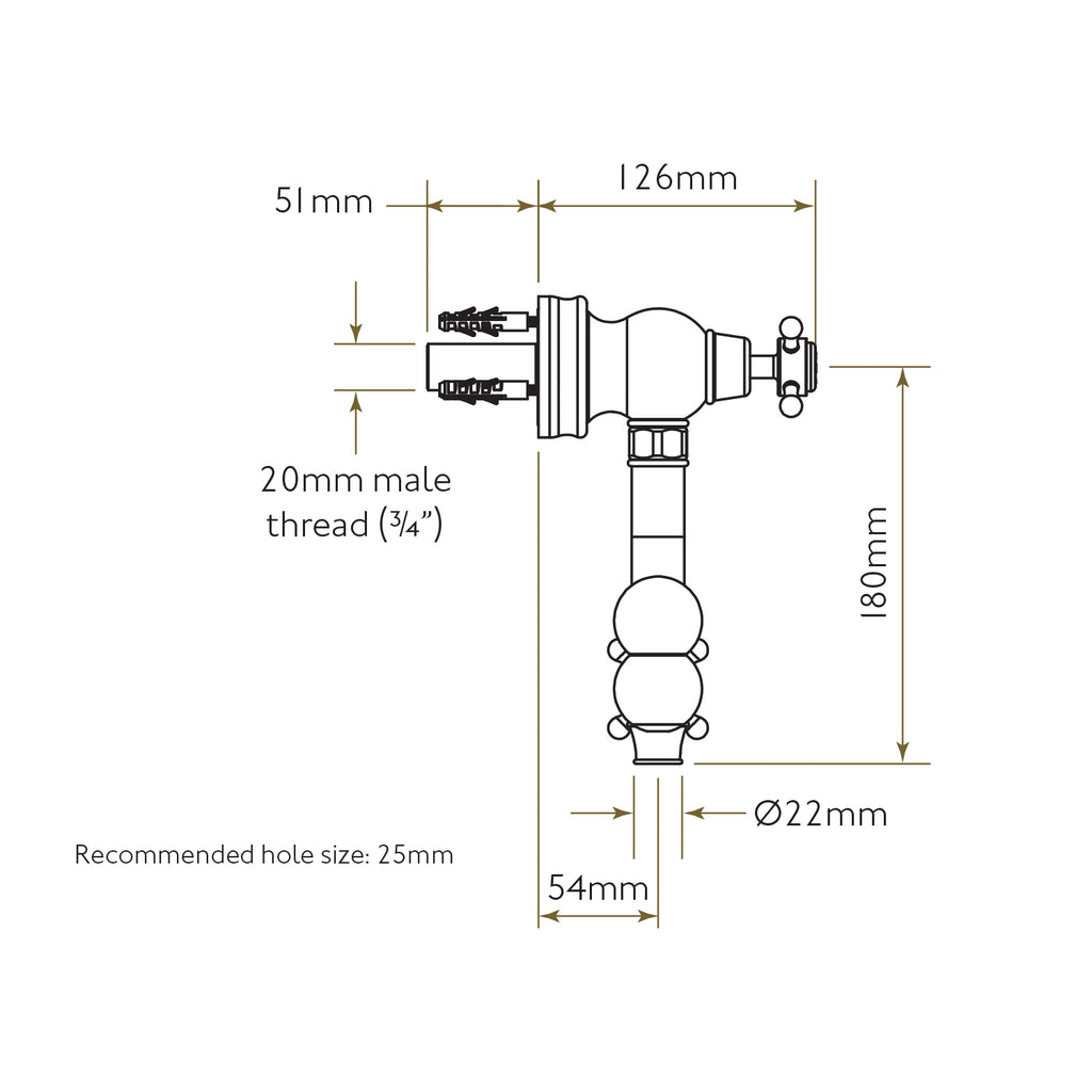 Bidbury & Co Oakridge Pot Filler — Chrome — technical drawing