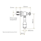 Bidbury & Co Oakridge Pot Filler — Chrome — technical drawing