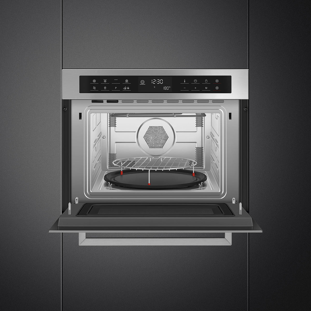 Cucina 45cm Compact Built-In Oven & Microwave, Stainless steel