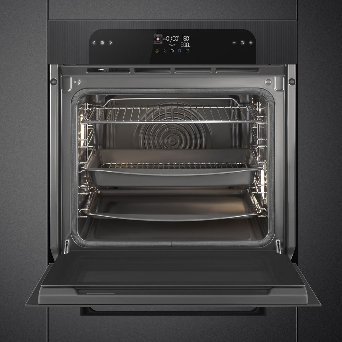 Musa 60cm Built-In Traditional pyro Single Oven, Black