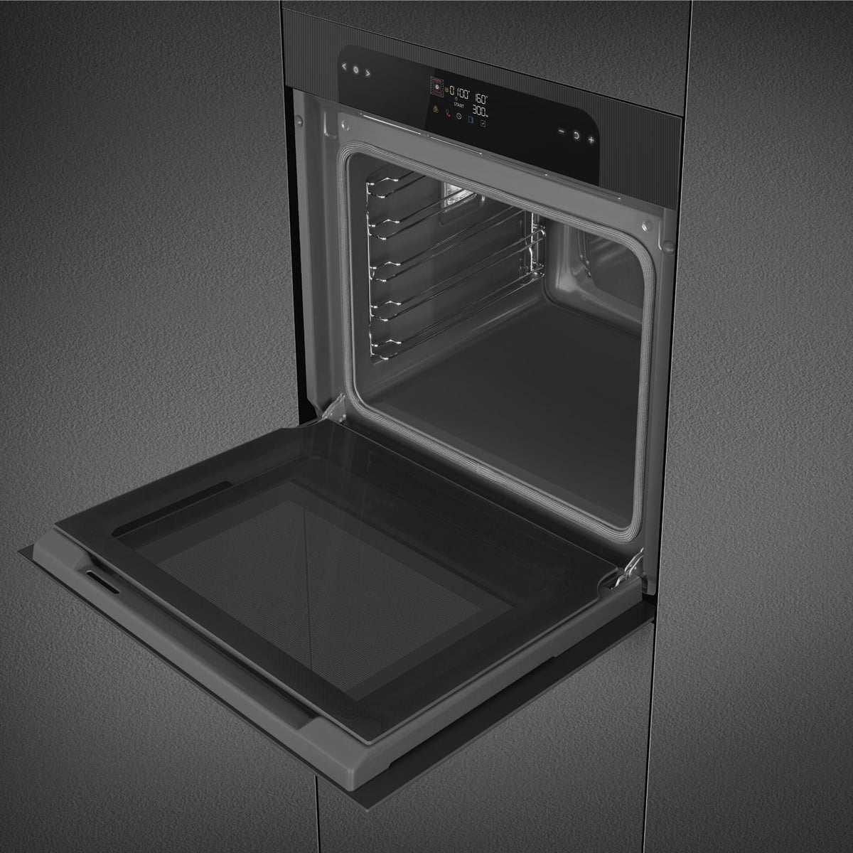 Musa 60cm Built-In Traditional pyro Single Oven, Black