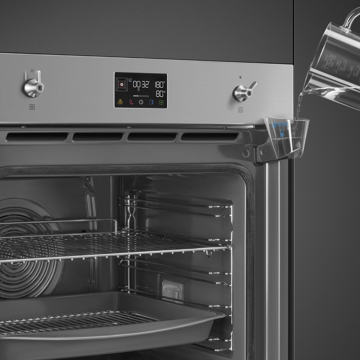 Classic 60cm Built-In SteamOne Single Oven, Stainless steel