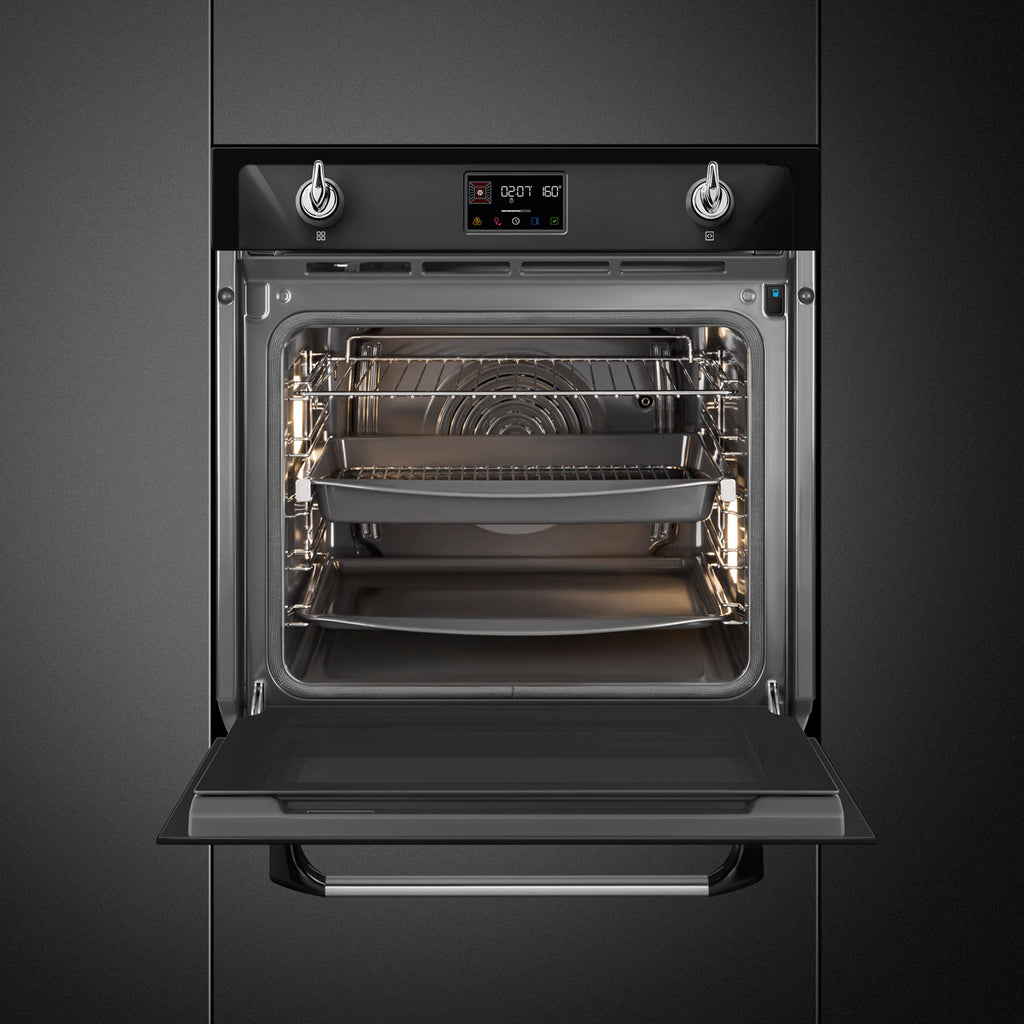 Victoria 60cm Built-In SteamOne Single Oven, Black