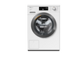 Miele WTD165 WPM Freestanding Washer Dryer in Lotus White - Graphite Door – front view