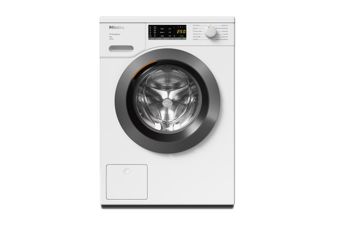 Miele WEA125 WCS Freestanding Washing Machine in Lotus White - Graphie Grey Door – front view