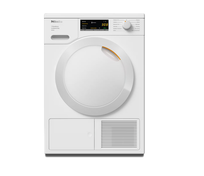 Miele TEA525 WP Freestanding Dryer in Lotus White - Plastic Door – front view