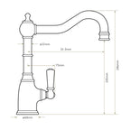 Bidbury & Co Stanton Kitchen Tap — Chrome — technical drawing