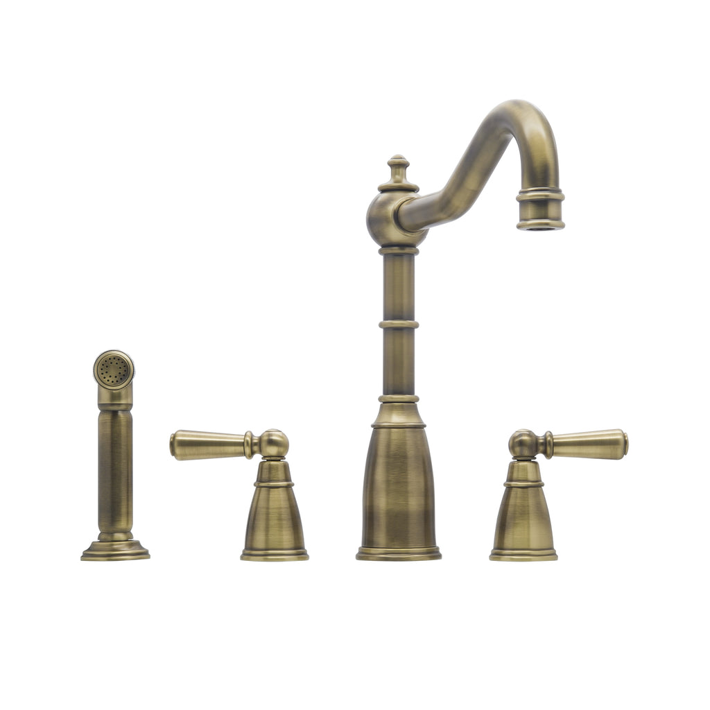 Bidbury & Co Stockwell Kitchen Tap with Rinse — Patinated Brass