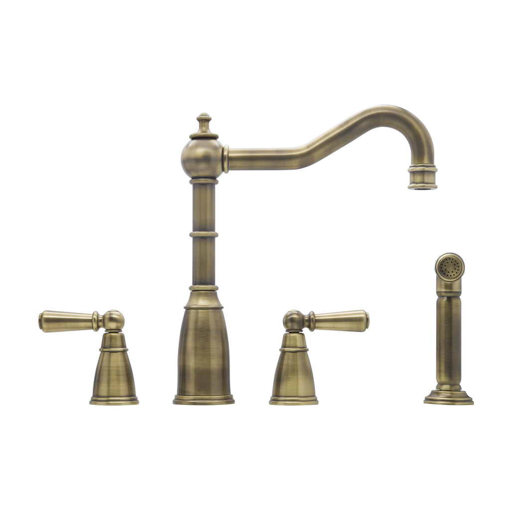 Bidbury & Co Stockwell Kitchen Tap with Rinse — Patinated Brass
