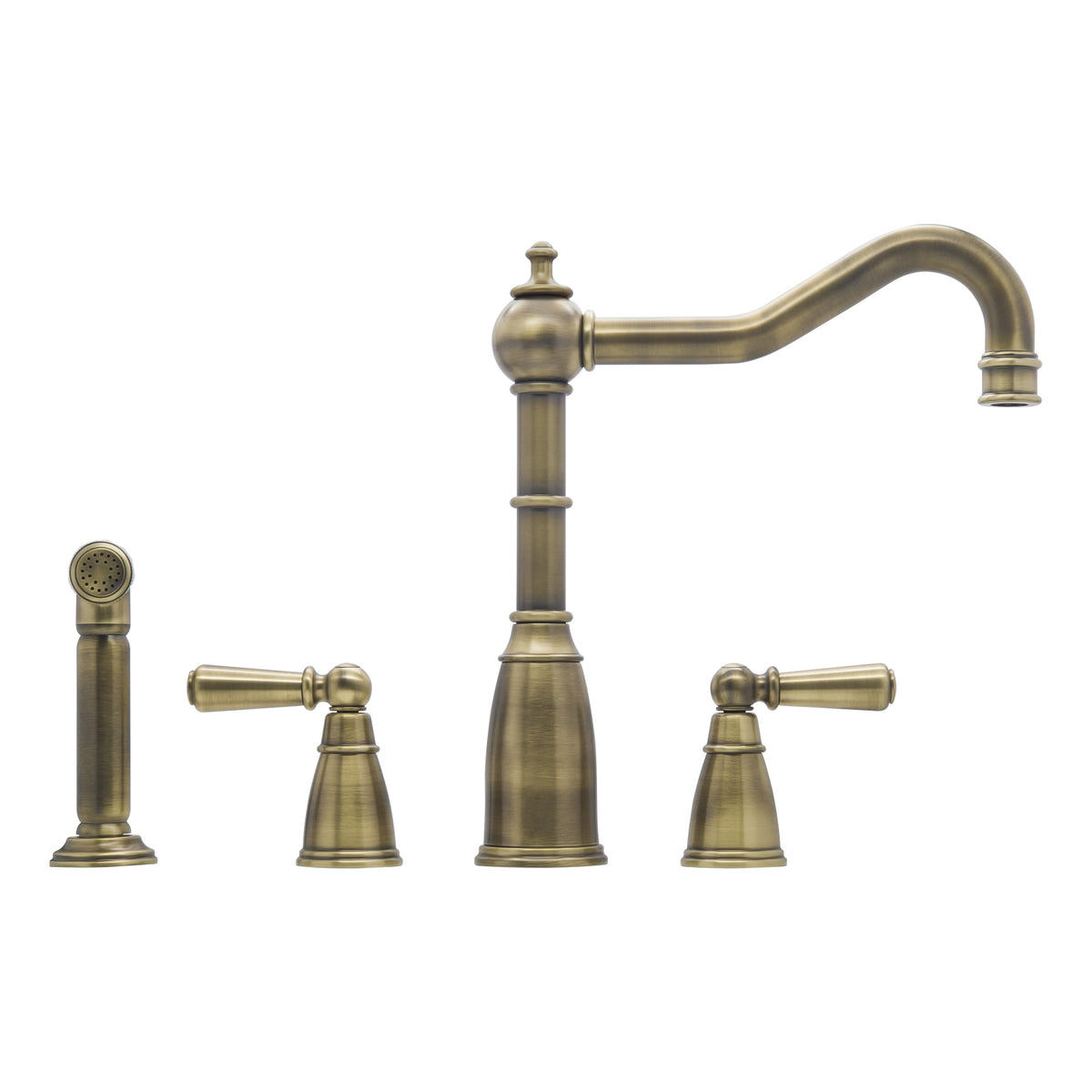Bidbury & Co Stockwell Kitchen Tap with Rinse — Patinated Brass