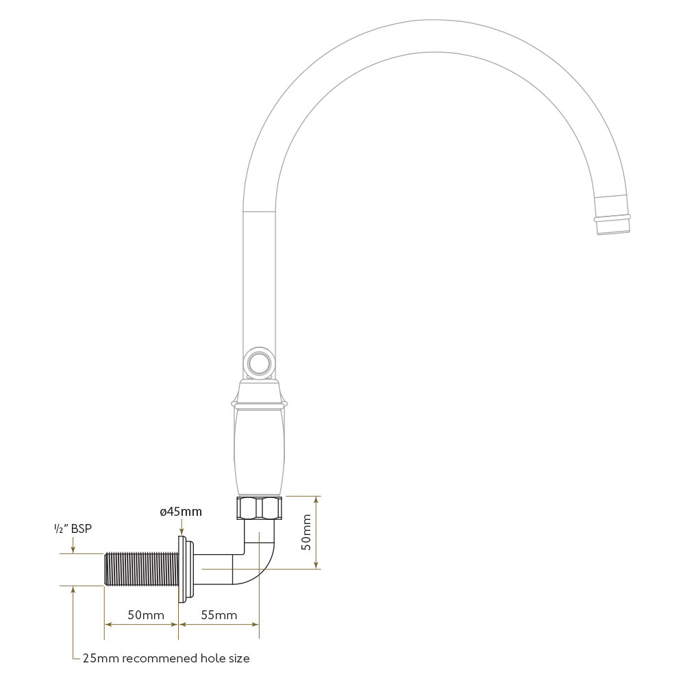 Bidbury & Co Wall Mount Kit — Chrome — technical drawing