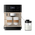 Miele CM6360 Coffee Machine in Obsidian Black Clean Steel Metallic – front view
