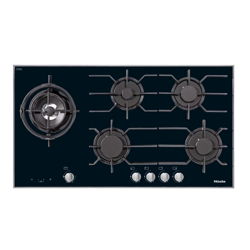 Miele KM3054-1 Gas Hob in Black Glass – front view