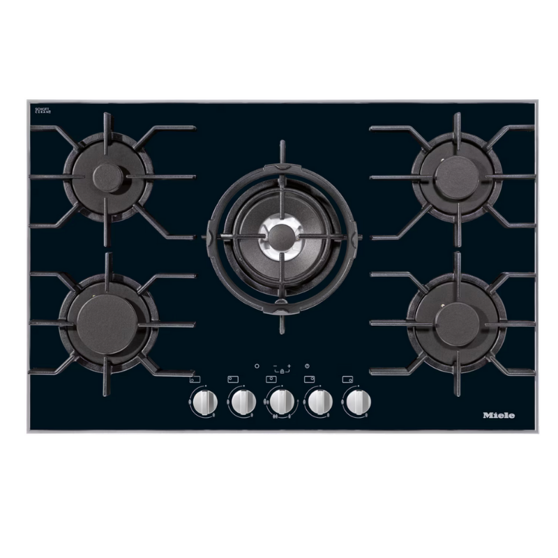 Miele KM3034-1 Gas Hob in Black Glass – front view