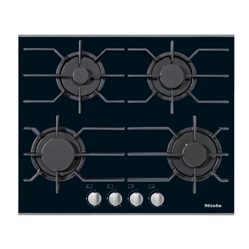 Miele KM3010 Gas Hob in Black Glass – front view