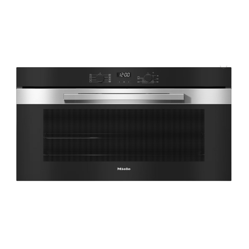 Miele H2890B Compact Oven in CleanSteel – front view