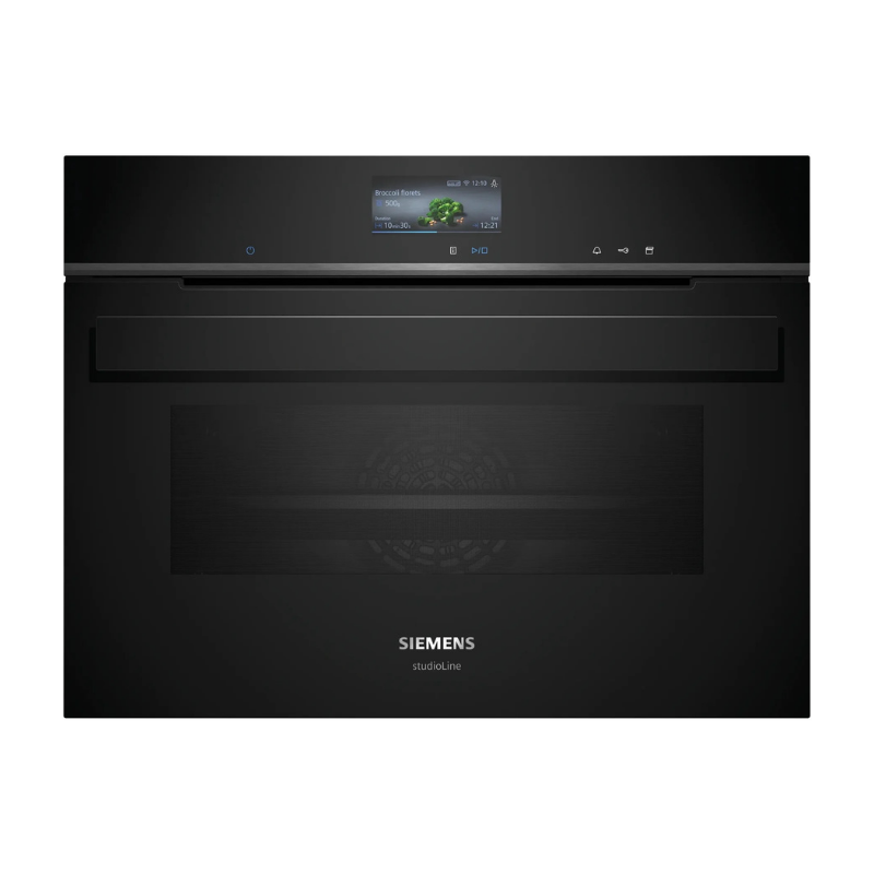 Siemens iQ700 Built-in compact oven with steam function 60 x 45 cm Black CS936GCB1