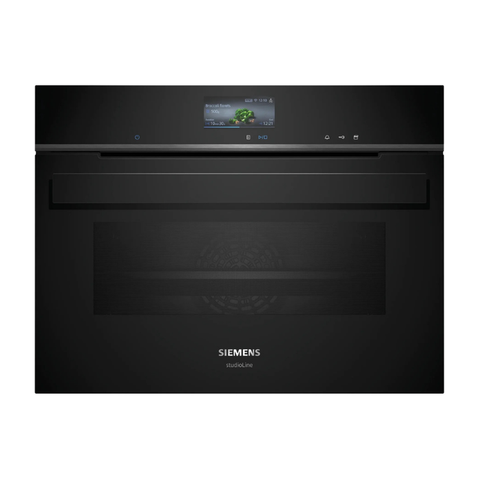 Siemens iQ700 Built-in compact oven with steam function 60 x 45 cm Black CS936GCB1