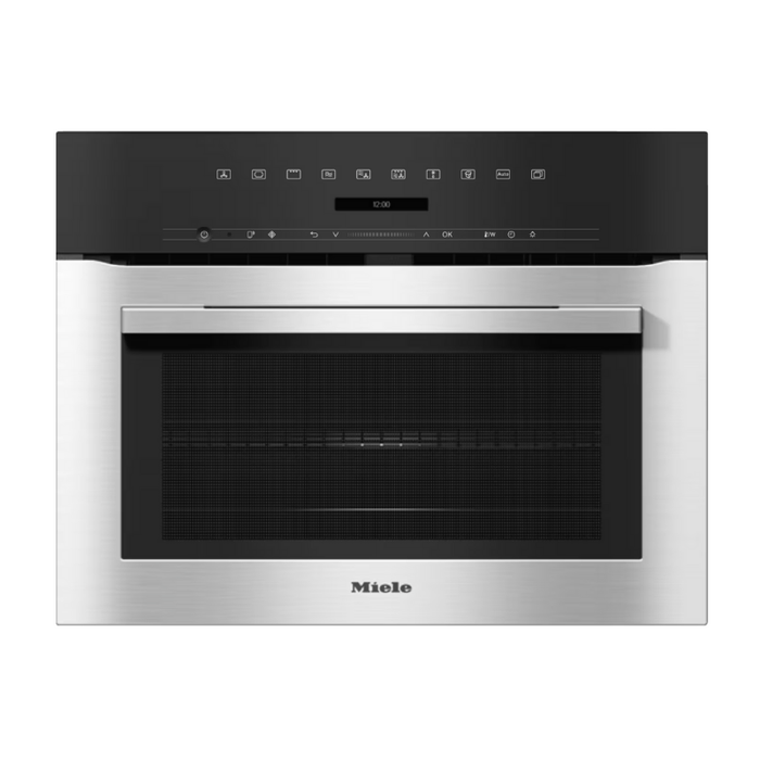 Miele H7140BM Combination Microwave Oven in CleanSteel – front view