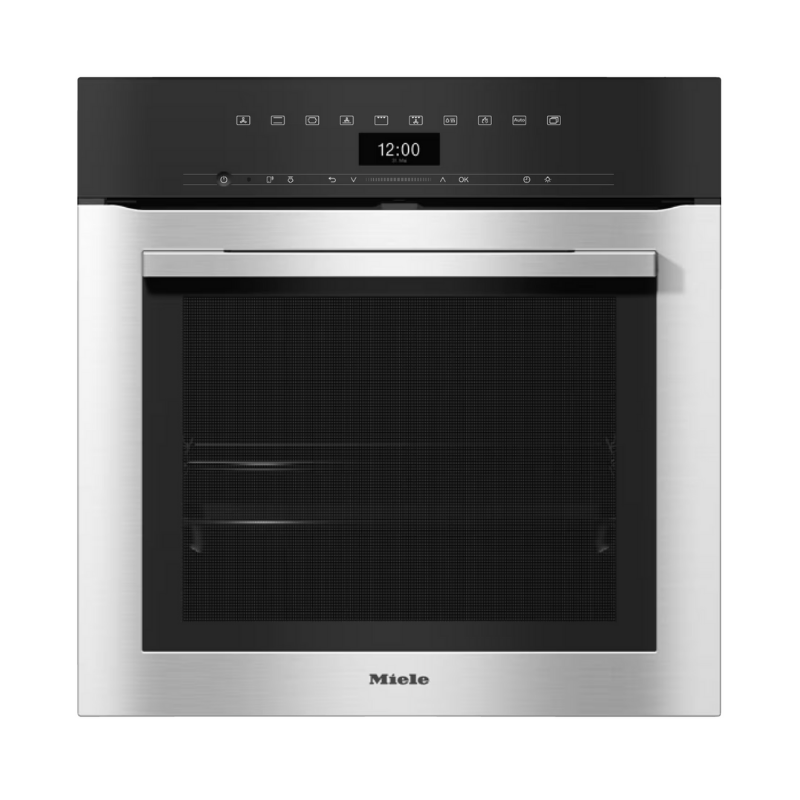 Miele H7364BP Single Oven in CleanSteel – front view