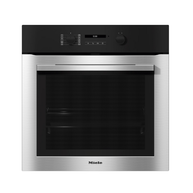 Miele H2761BP Single Oven in CleanSteel – front view