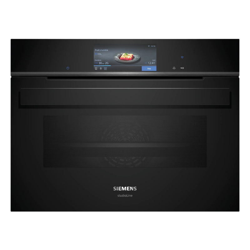Siemens iQ700 Built-in compact oven with steam function 60 x 45 cm Black CS958GDD1