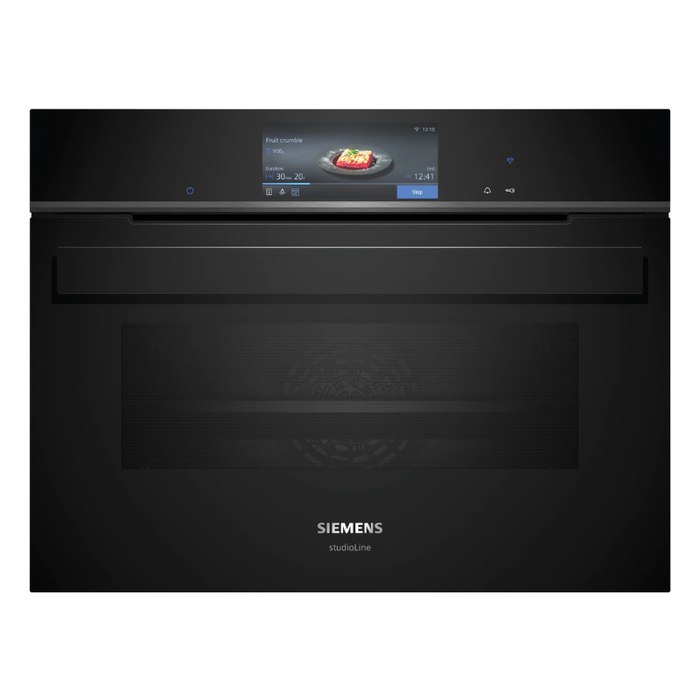 Siemens iQ700 Built-in compact oven with steam function 60 x 45 cm Black CS958GDD1