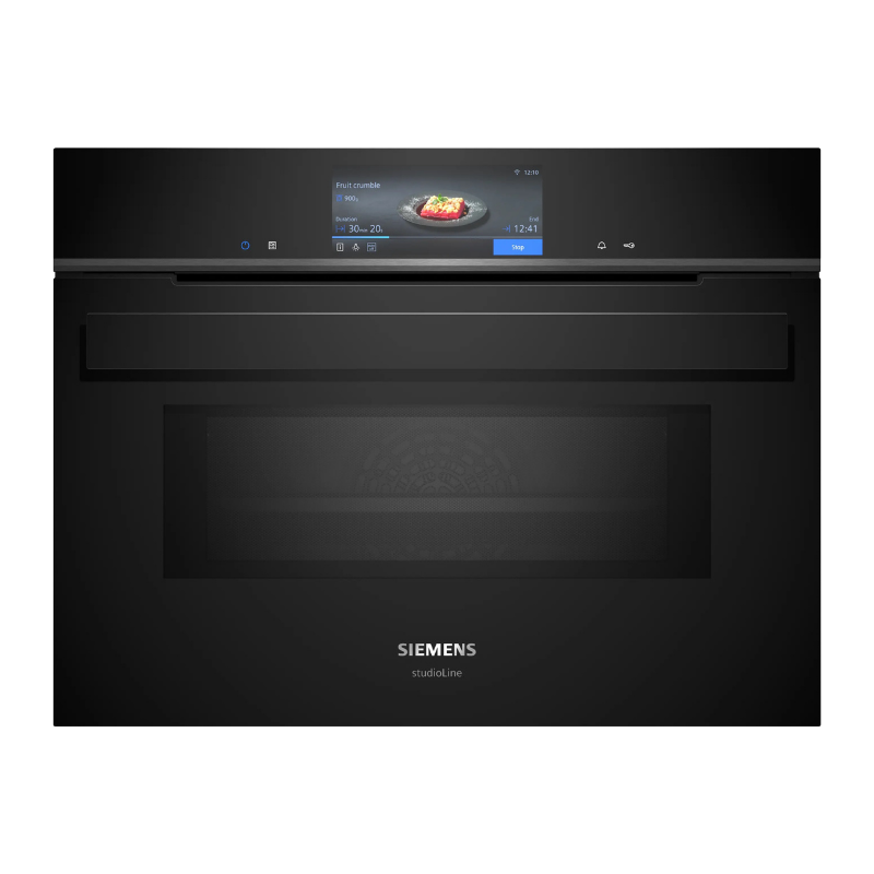 Siemens iQ700 Built-in compact oven with microwave function 60 x 45 cm Black CM978GNB1B