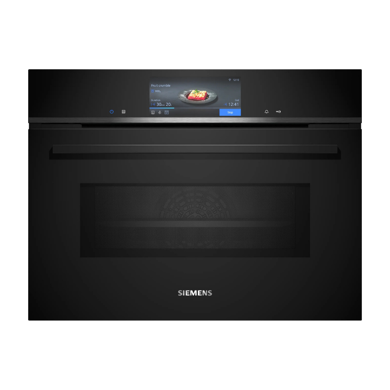 Siemens iQ700 Built-in compact oven with microwave function 60 x 45 cm Black CM778GNB1B