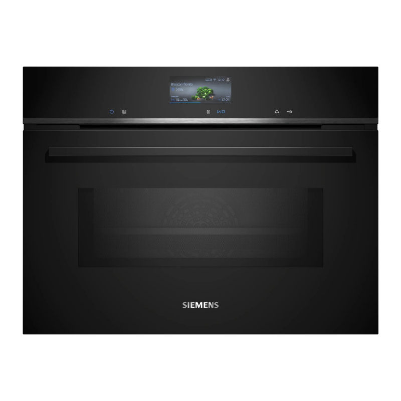 Siemens iQ700 Built-in compact oven with microwave function 60 x 45 cm Black CM776G1B1B