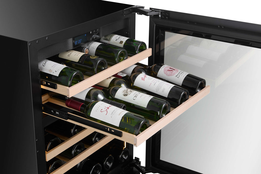 CELLA W39D-BLACK 39 bottle freestanding wine fridge – Black glass
