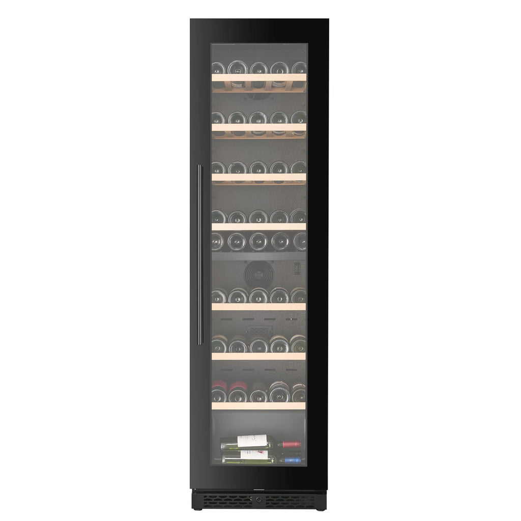 CELLA W75D-BLACK 71 bottle freestanding wine fridge – Black glass