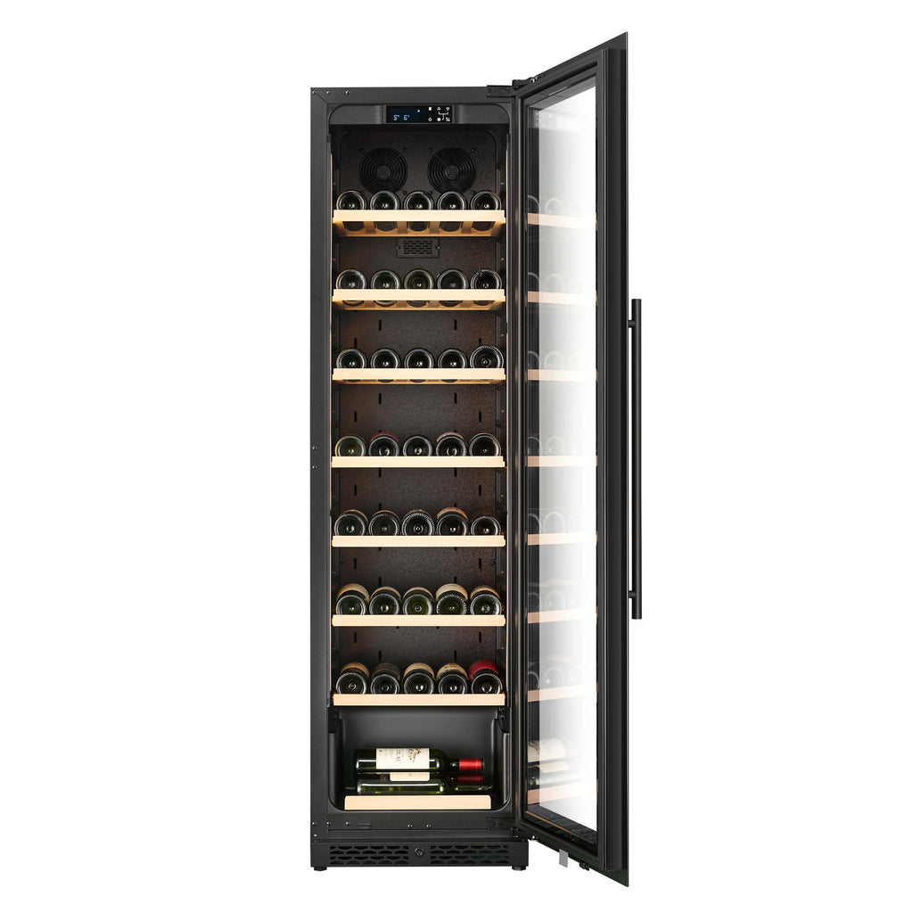 CELLA W82S-BLACK 73 bottle freestanding wine fridge – Black glass