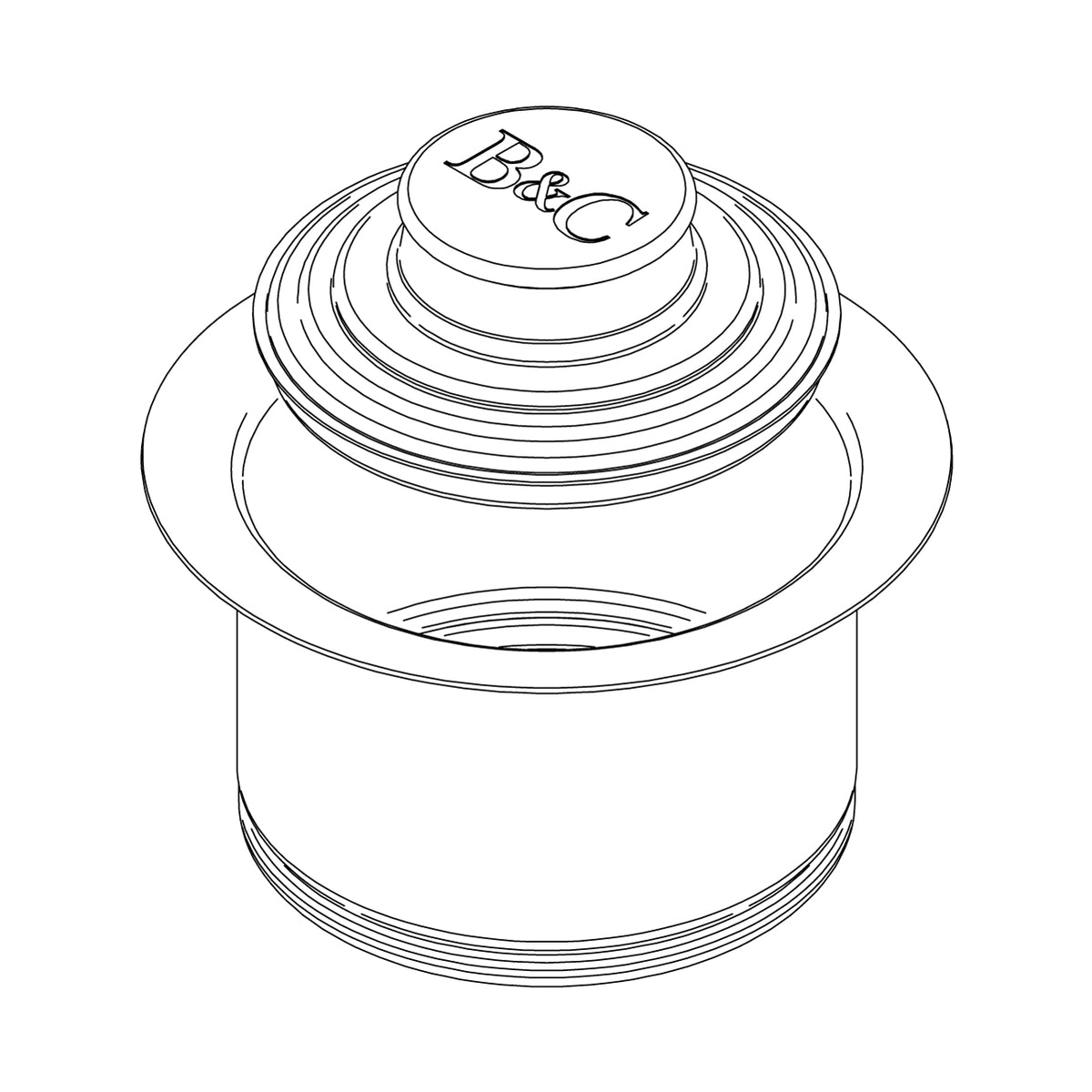 Bidbury & Co 3.5" Waste Adapter — Chrome — technical drawing