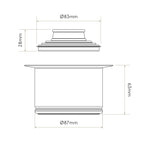 Bidbury & Co 3.5" Waste Adapter — Chrome — technical drawing