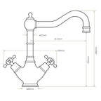 Bidbury & Co Warwick Kitchen Tap — Chrome — technical drawing
