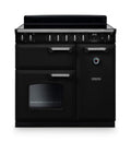 Rangemaster Classic 90cm Induction Gloss Black with Chrome trim Range Cooker front view