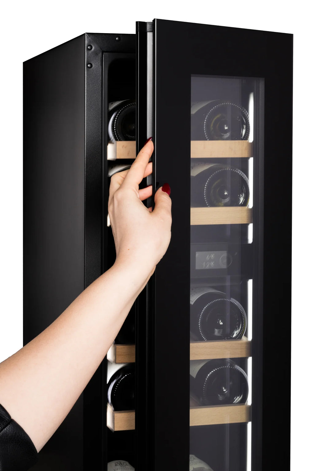 Dunavox Flow DAUF-16.64DBH 17 bottle undercounter wine fridge – Black glass