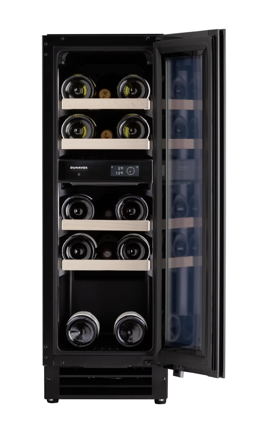Dunavox Flow DAUF-16.64DBH 17 bottle undercounter wine fridge – Black glass