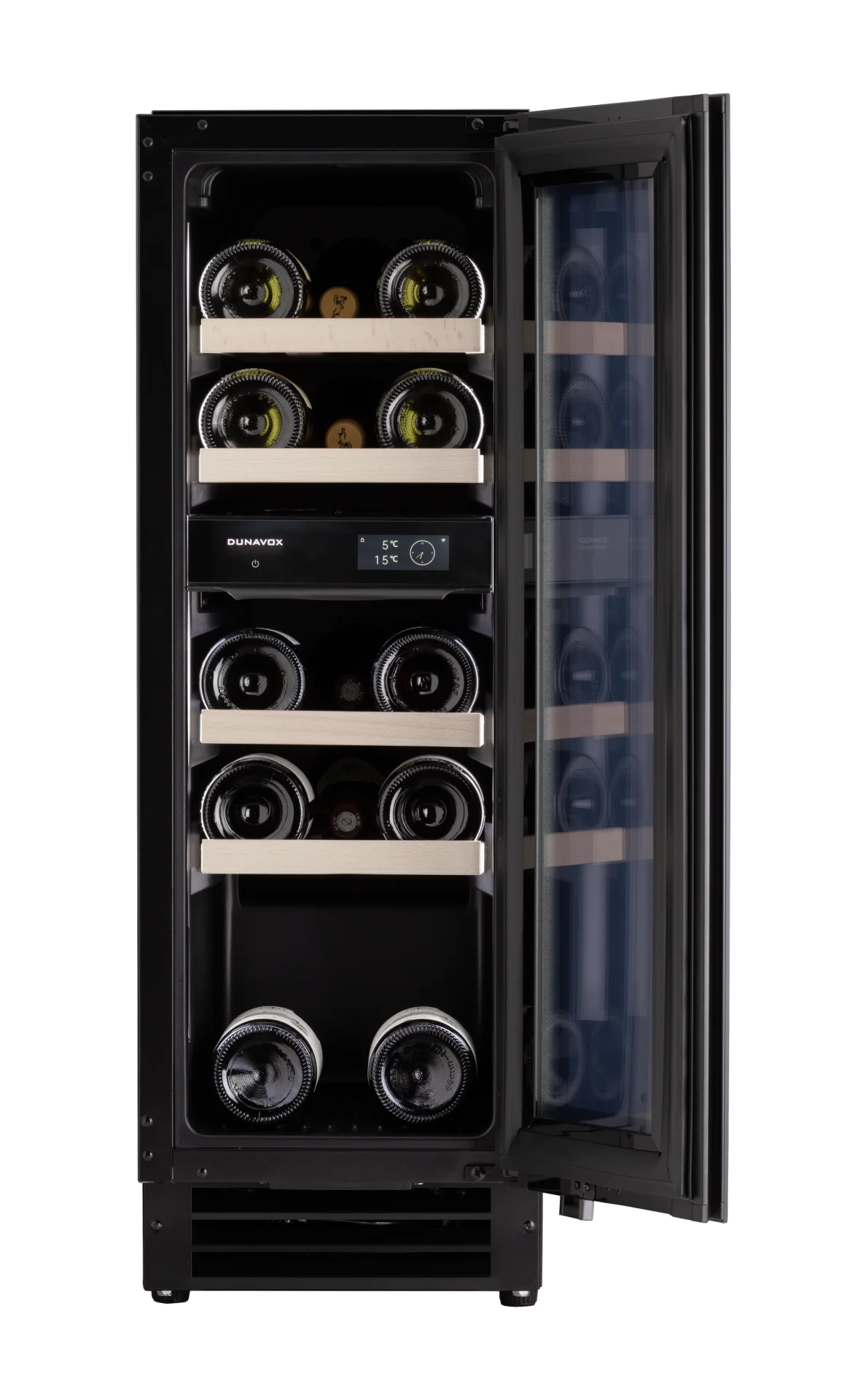 Dunavox Flow DAUF-16.64DBH 17 bottle undercounter wine fridge – Black glass