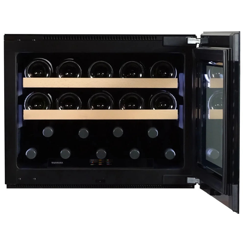 Dunavox Noble DVN-19.50B.TO 19 bottle integrated wine fridge – Black glass