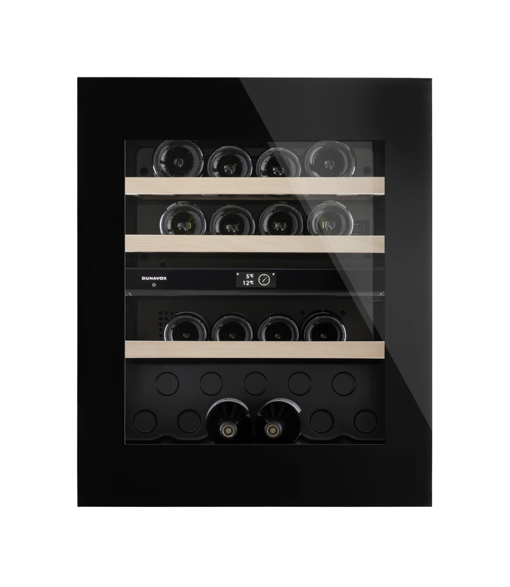 Dunavox Noble DVN-25.65DB.TO 25 bottle integrated wine fridge – Black glass