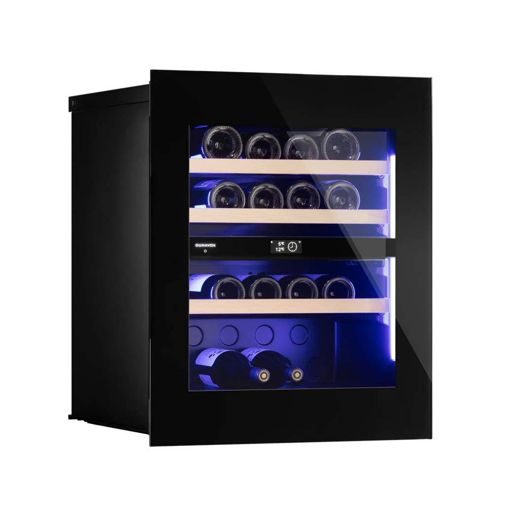 Dunavox Noble DVN-25.65DB.TO 25 bottle integrated wine fridge – Black glass