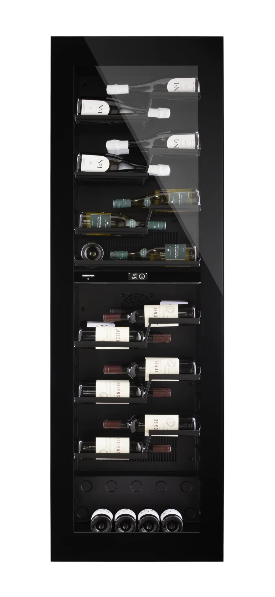 Dunavox Noble DVN-72.291DB.TO 72 bottle integrated wine fridge – Black glass