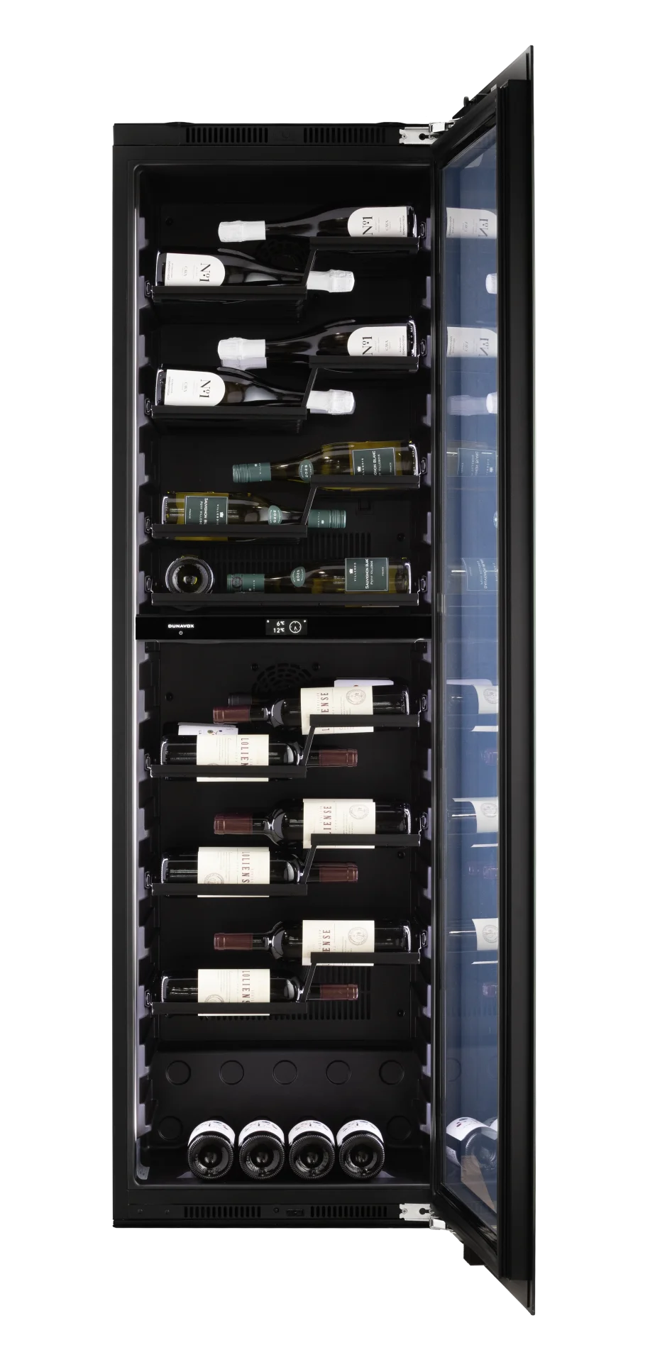 Dunavox Noble DVN-72.291DB.TO 72 bottle integrated wine fridge – Black glass