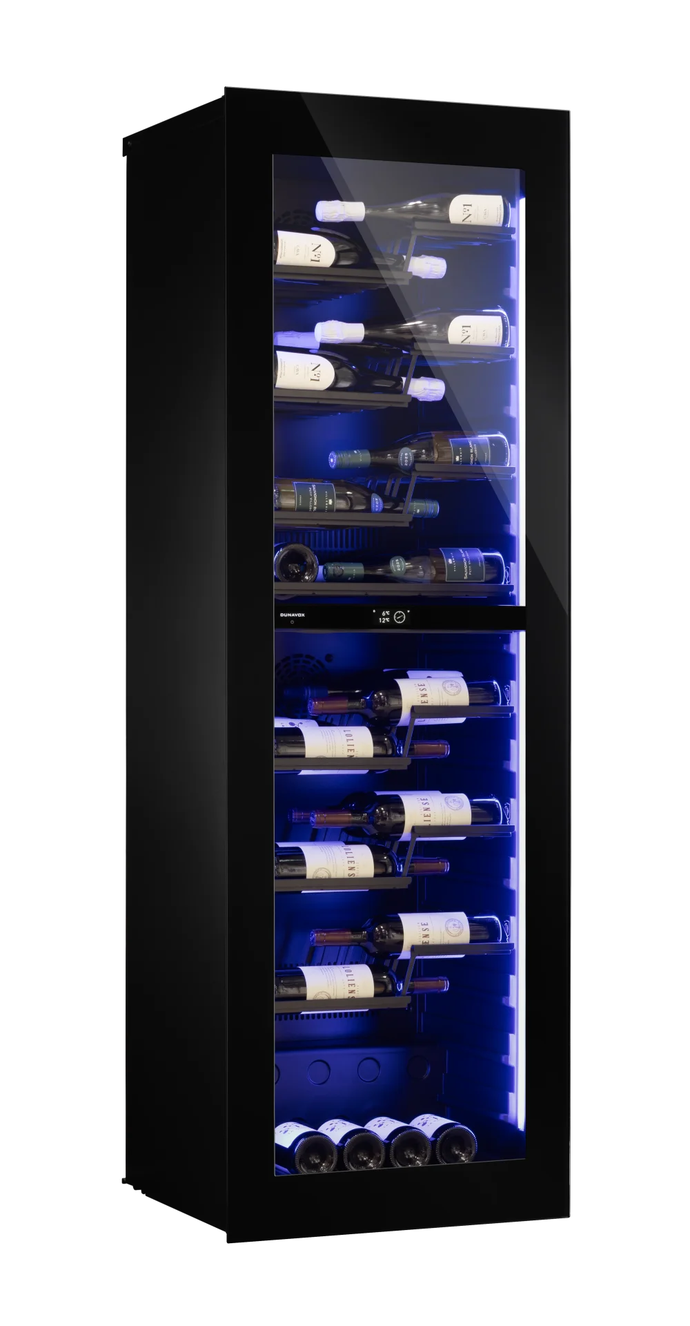 Dunavox Noble DVN-72.291DB.TO 72 bottle integrated wine fridge – Black glass