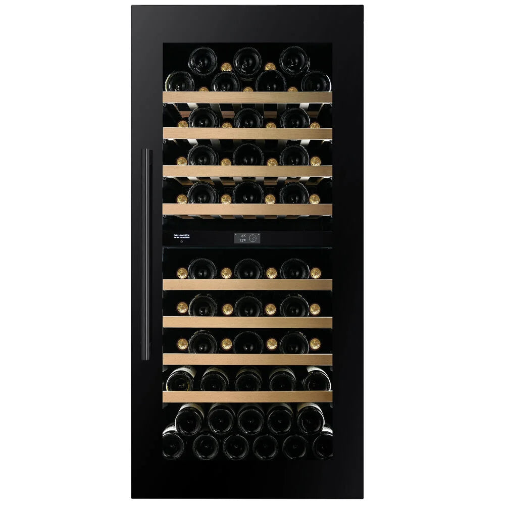 Dunavox Prime DVP-70.185DB 70 bottle integrated wine fridge – Black glass