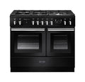 Rangemaster Professional+ FX 100cm Dual Fuel Black with Chrome trim Range Cooker front view