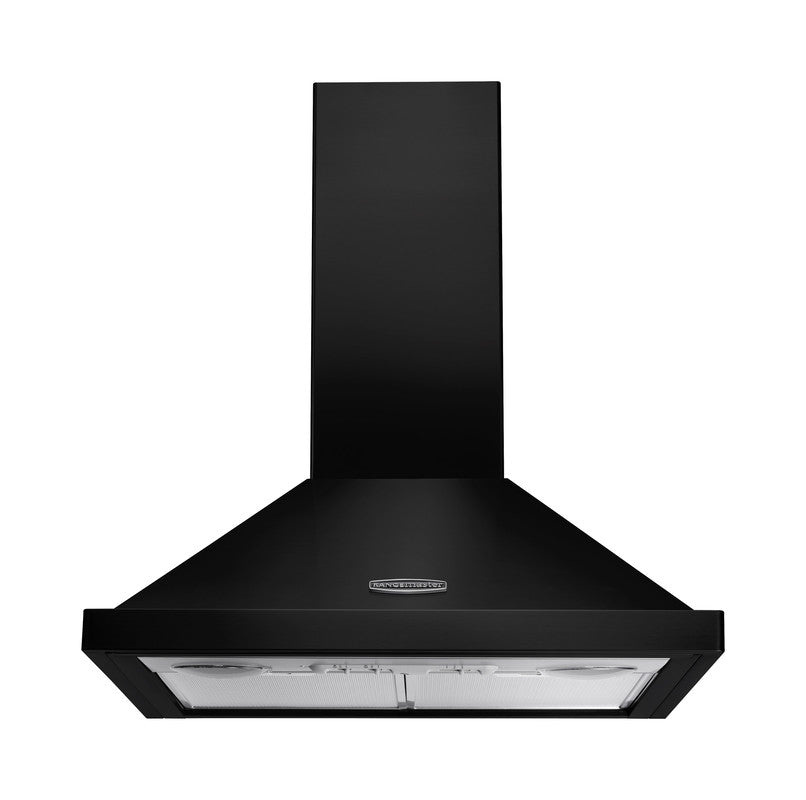 Rangemaster 60 Chimney Hood Black / Chrome Cooker Hood front view