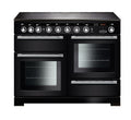 Rangemaster Encore Deluxe 110cm Induction Black with Chrome trim Range Cooker front view